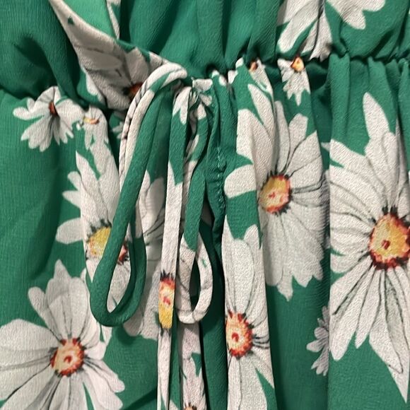 Alexia Admor Kathlyn Blouson Ruffle Skirt Dress In Green Daisy Size 2 - Picture 6 of 11